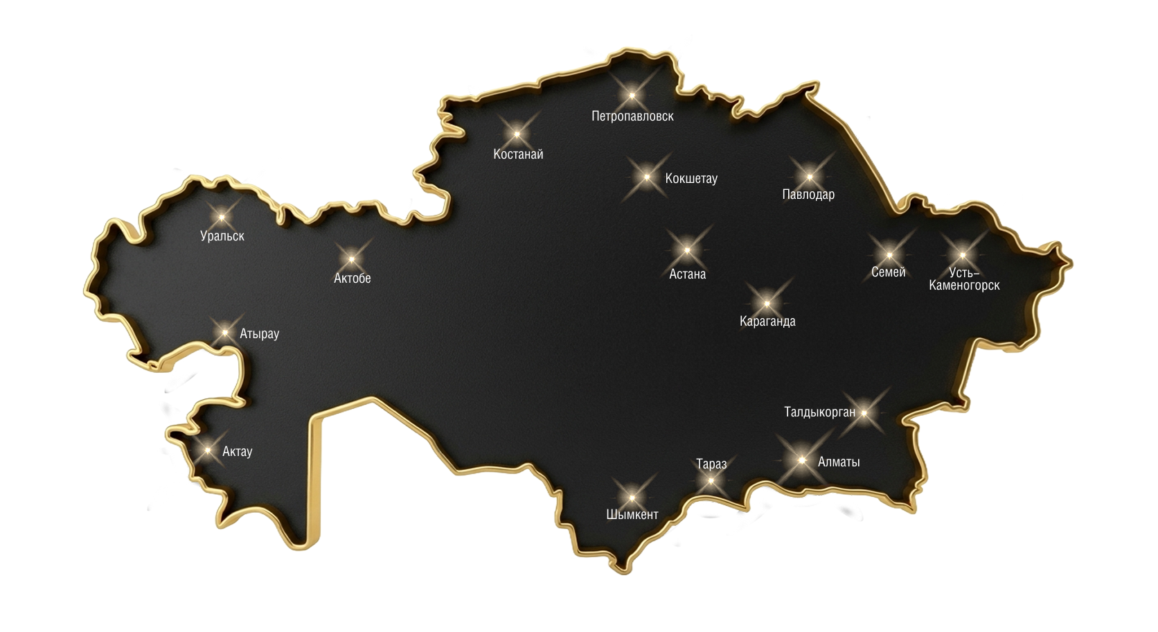 Карта филиалов Alina Group в Казахстане